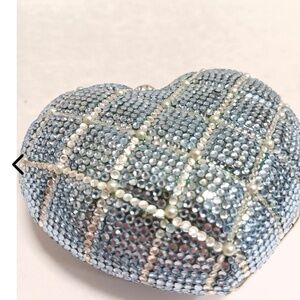 Kathrine Baumann Swarovski Crystal Clutch Purse with/ Pouch Pre Owned heart